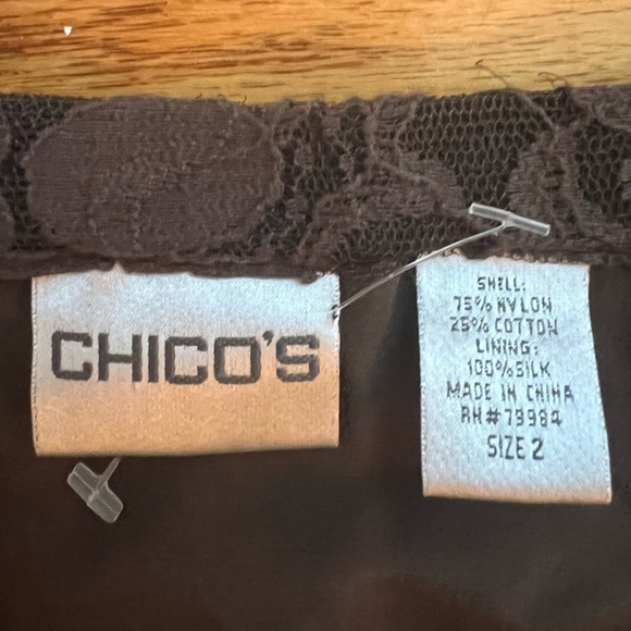 CHICO’S Black Floral Lace Goth Fairy Fit and Flare  Skirt Size 2 - Picture 2 of 4